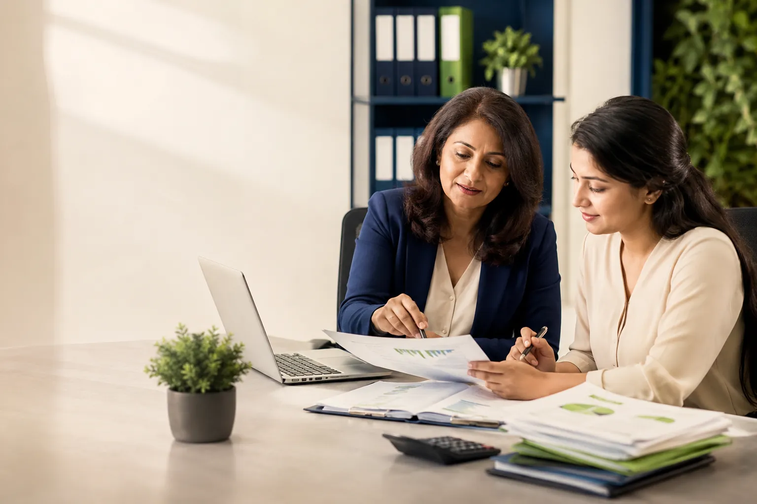 Advisors reviewing tax and audit reports
